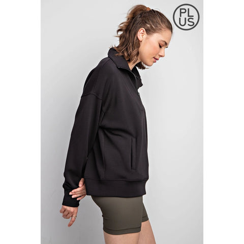 Plus Size Modal Scuba Quarter Zip Pullover