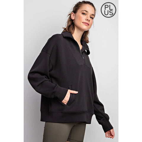Plus Size Modal Scuba Quarter Zip Pullover