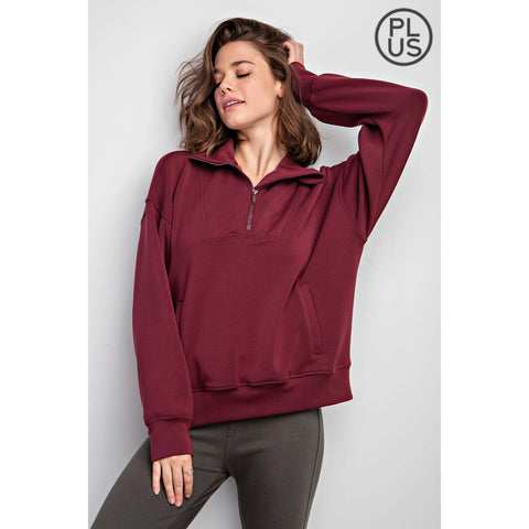 Plus Size Modal Scuba Quarter Zip Pullover