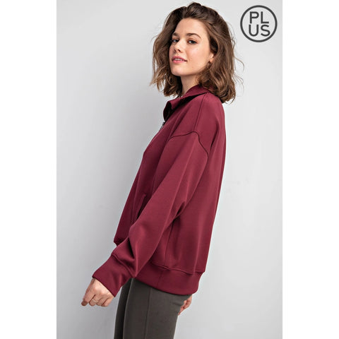 Plus Size Modal Scuba Quarter Zip Pullover