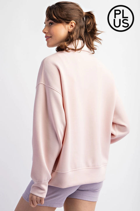 Plus Size Modal Scuba Quarter Zip Pullover