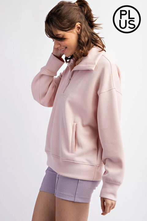 Plus Size Modal Scuba Quarter Zip Pullover