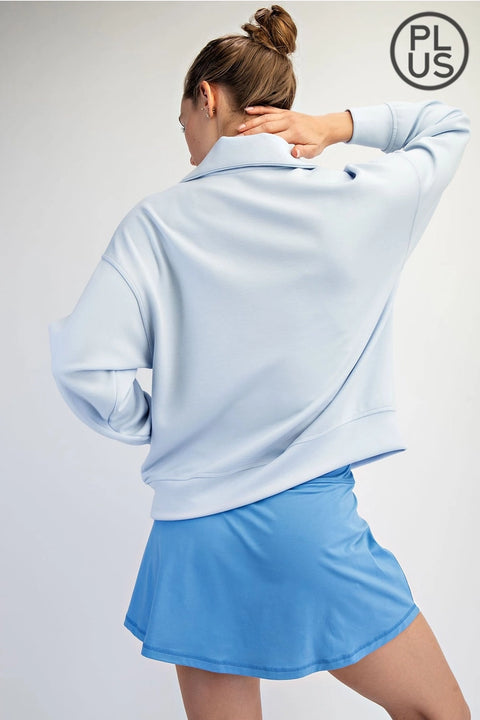 Plus Size Modal Scuba Quarter Zip Pullover