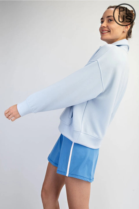 Plus Size Modal Scuba Quarter Zip Pullover