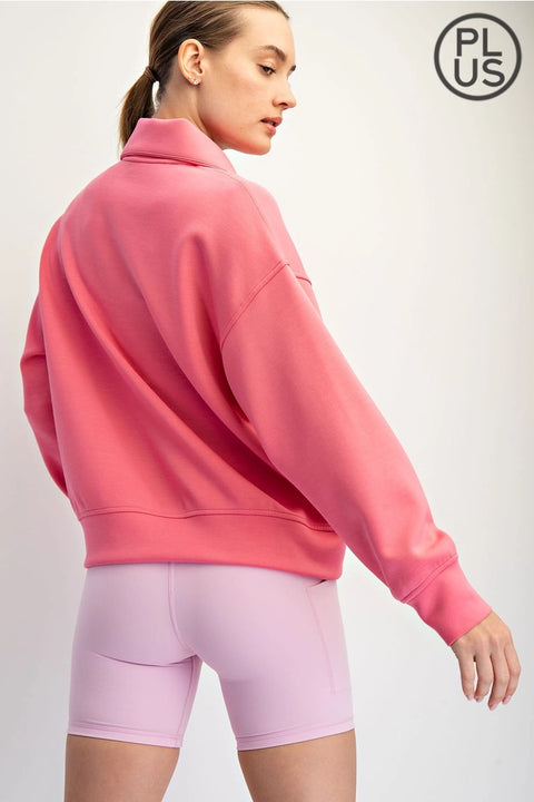 Plus Size Modal Scuba Quarter Zip Pullover