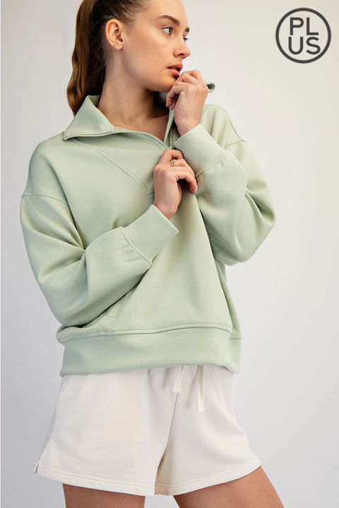 Plus Size Modal Scuba Quarter Zip Pullover