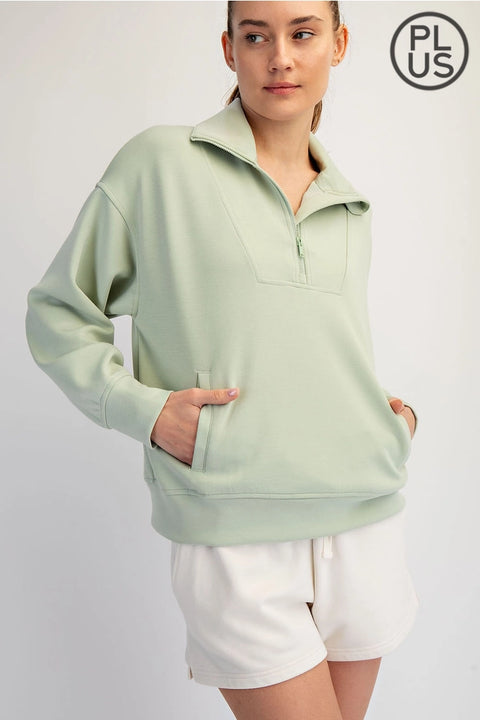 Plus Size Modal Scuba Quarter Zip Pullover