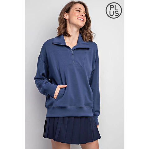Plus Size Modal Scuba Quarter Zip Pullover