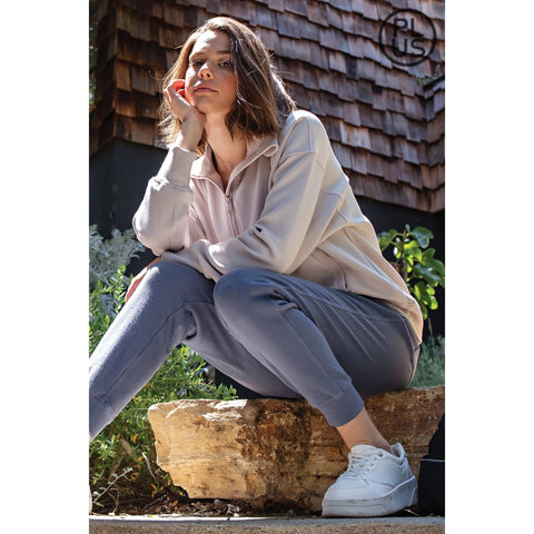 Plus Size Modal Scuba Quarter Zip Pullover