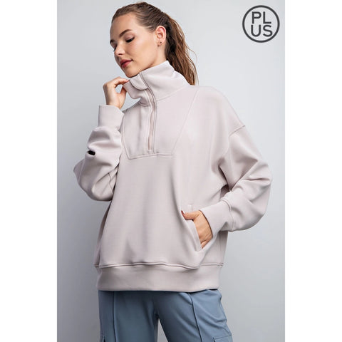 Plus Size Modal Scuba Quarter Zip Pullover