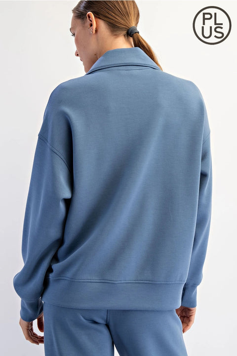 Plus Size Modal Scuba Quarter Zip Pullover