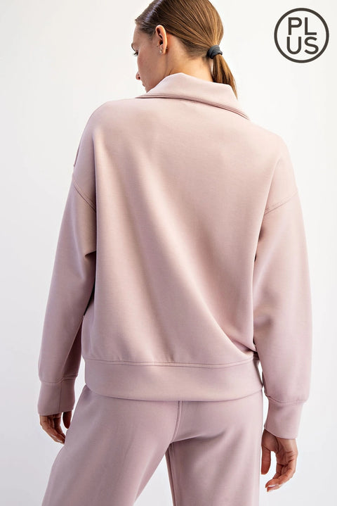 Plus Size Modal Scuba Quarter Zip Pullover