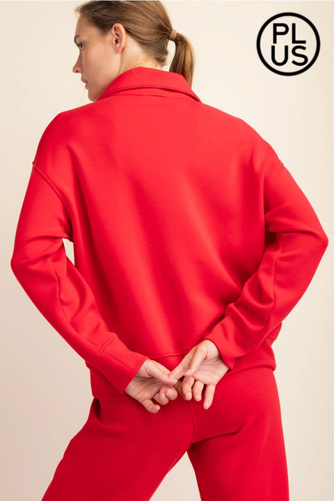 Plus Size Modal Scuba Quarter Zip Pullover