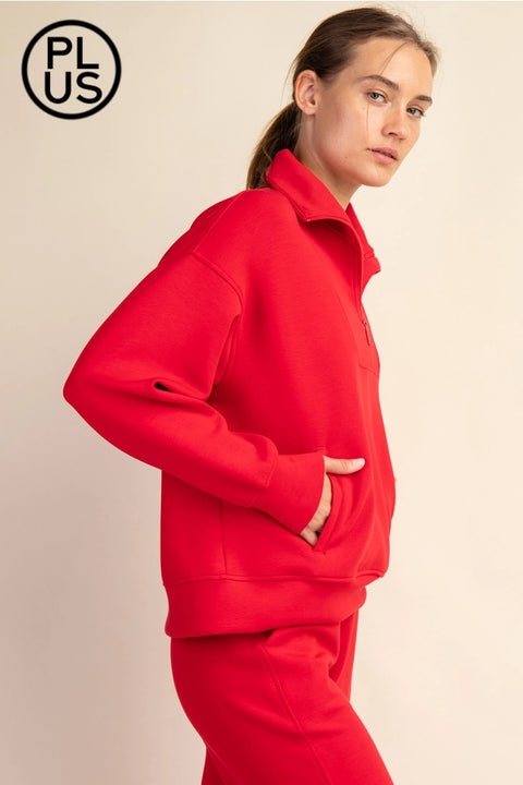 Plus Size Modal Scuba Quarter Zip Pullover