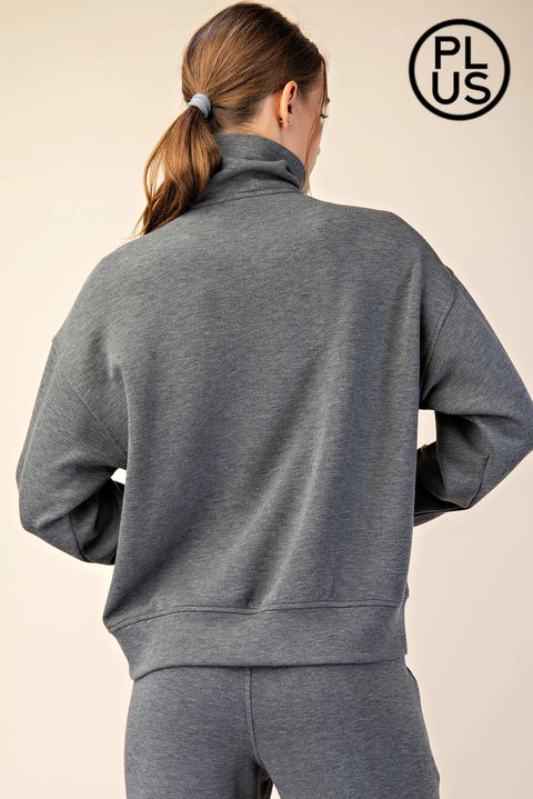 Plus Size Modal Scuba Quarter Zip Pullover