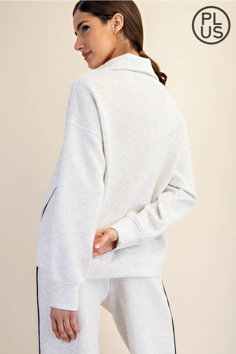 Plus Size Modal Scuba Quarter Zip Pullover