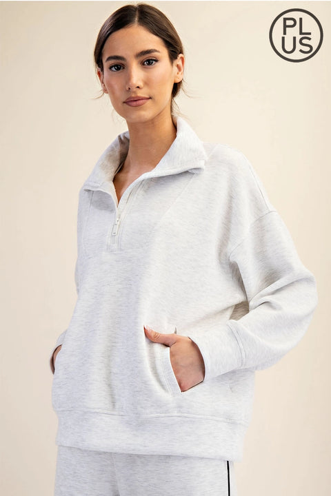 Plus Size Modal Scuba Quarter Zip Pullover
