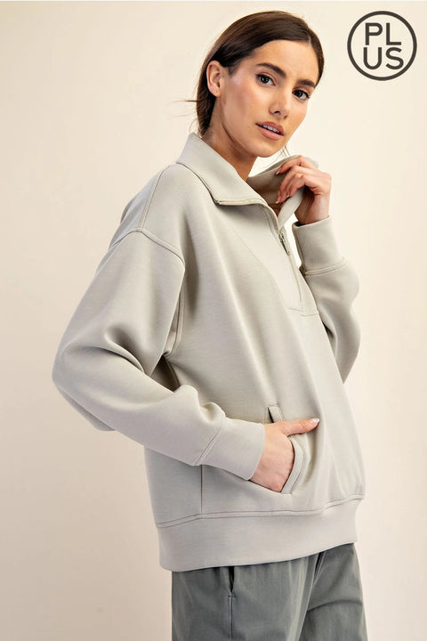 Plus Size Modal Scuba Quarter Zip Pullover