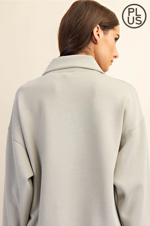 Plus Size Modal Scuba Quarter Zip Pullover