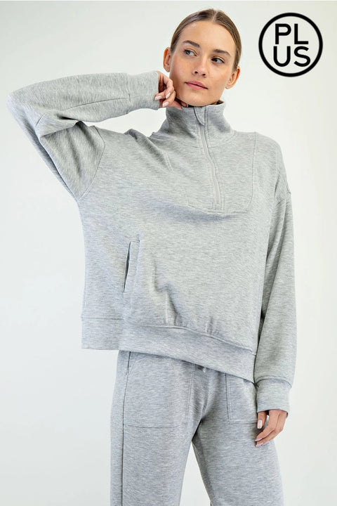 Plus Size Modal Scuba Quarter Zip Pullover