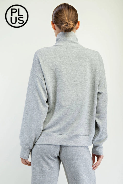 Plus Size Modal Scuba Quarter Zip Pullover
