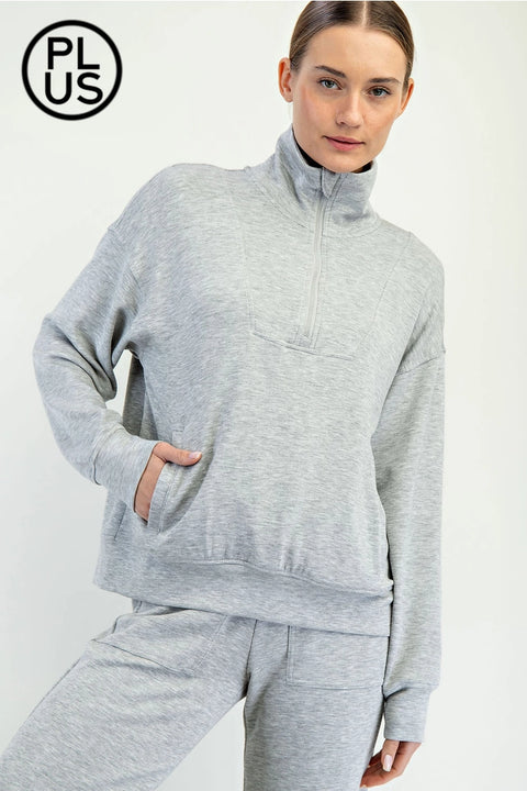 Plus Size Modal Scuba Quarter Zip Pullover