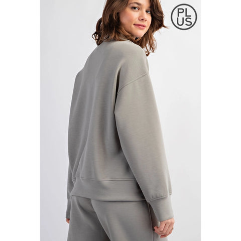 Plus Size Modal Scuba Quarter Zip Pullover