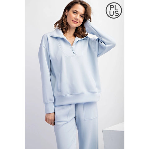 Plus Size Modal Scuba Quarter Zip Pullover