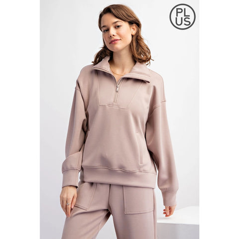 Plus Size Modal Scuba Quarter Zip Pullover