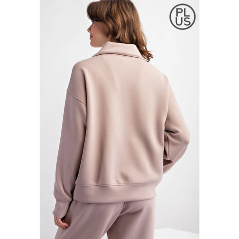 Plus Size Modal Scuba Quarter Zip Pullover