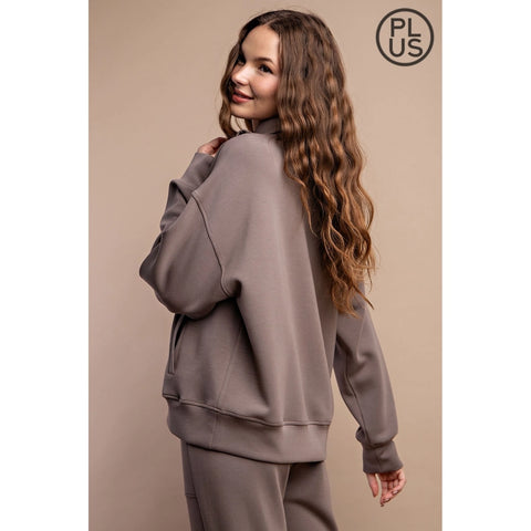 Plus Size Modal Scuba Quarter Zip Pullover