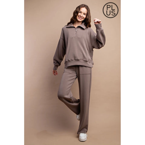 Plus Size Modal Scuba Quarter Zip Pullover