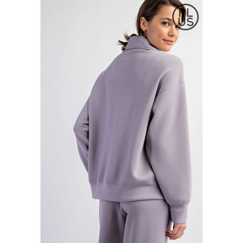 Plus Size Modal Scuba Quarter Zip Pullover