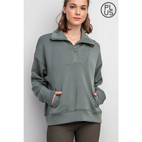 Plus Size Modal Scuba Quarter Zip Pullover