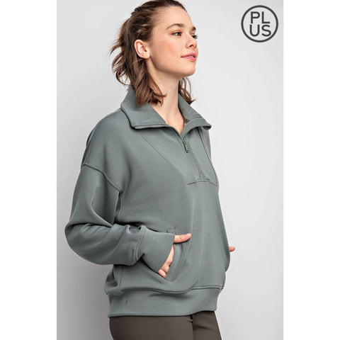 Plus Size Modal Scuba Quarter Zip Pullover