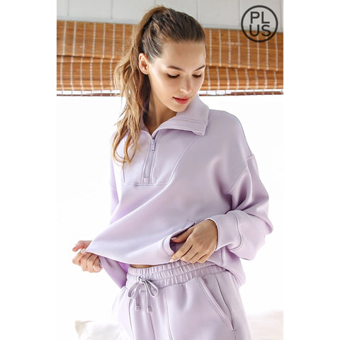 Plus Size Modal Scuba Quarter Zip Pullover