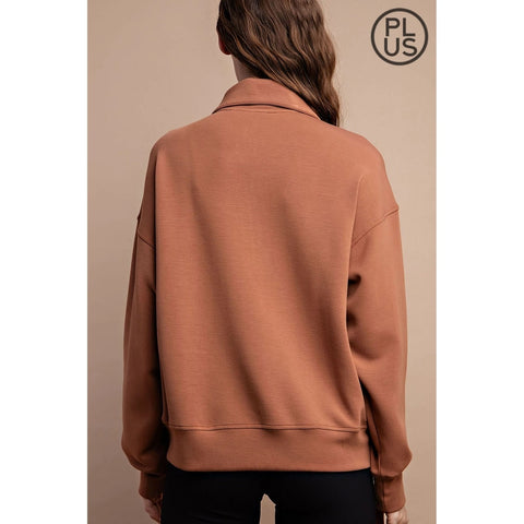 Plus Size Modal Scuba Quarter Zip Pullover
