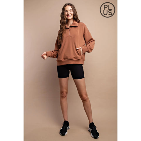 Plus Size Modal Scuba Quarter Zip Pullover