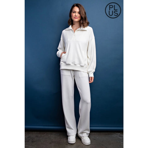Plus Size Modal Scuba Quarter Zip Pullover