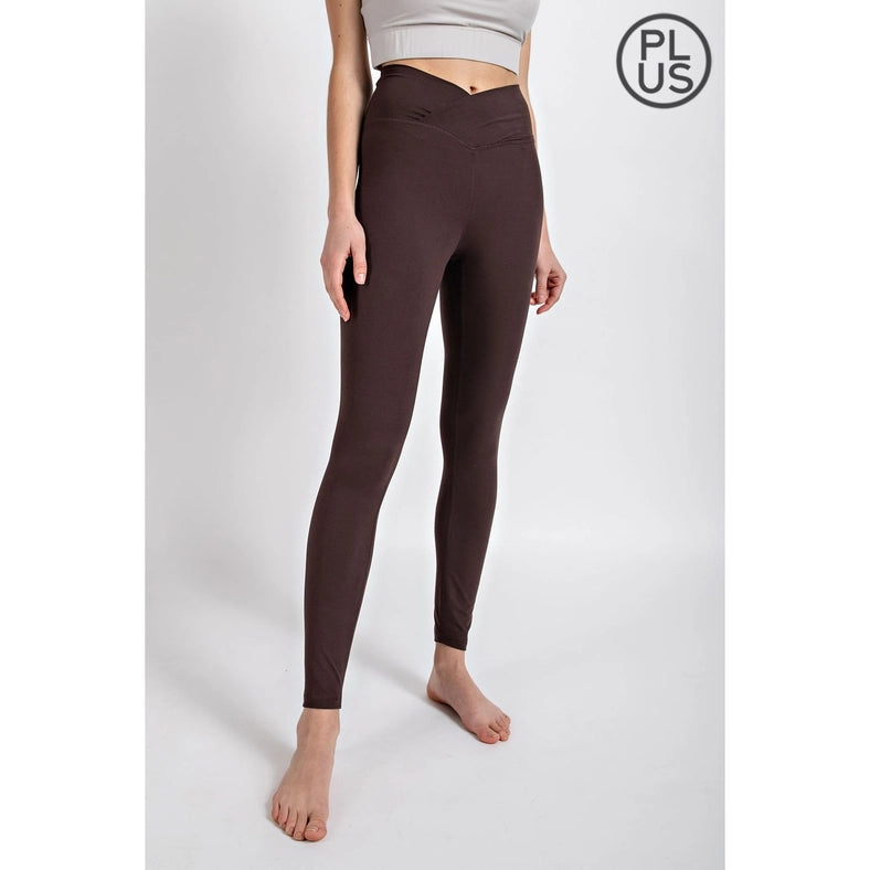 Plus Size V Waist Full Length Leggings French Press-Leggings-Rae Mode-1X-Urbanheer