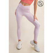 Plus Size V Waist Full Length Leggings Sweet Pink-Leggings-Rae Mode-1X-Urbanheer