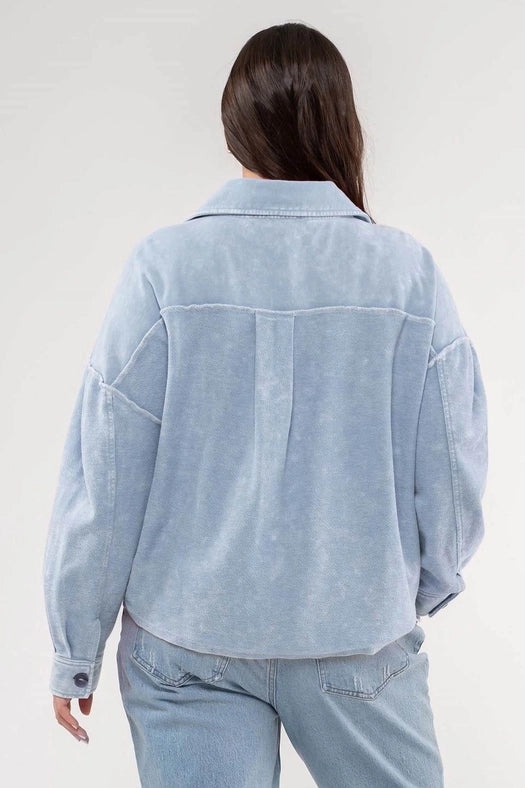 Plus Vintage Washed Patchwork Shacket-Jacket-Blu Pepper-1X-Jacket-Urbanheer