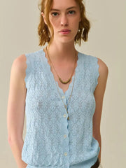 Pointelle Knitted Vest with Scalloped Edges in Baby Blue-Vest-Q2-One Size-BLUE-Urbanheer