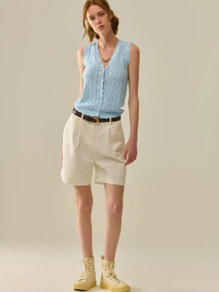 Pointelle Knitted Vest with Scalloped Edges in Baby Blue-Vest-Q2-One Size-BLUE-Urbanheer