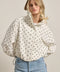 Polka Dot High Neck Drawstring Pullover Jacket