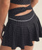 Polka Dot Print Mini Circle Skort with Bow Back and Lace Trim White
