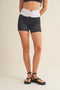 Polka Dot Print Ruched Waistband Biker Shorts