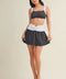 Polka Dot Print Ruched Waistband Mini Skort
