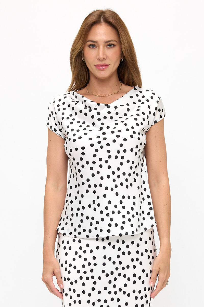 Polka Dot Print Top-Tops-Reneecollection-Small-WHITE/BLACK-Urbanheer
