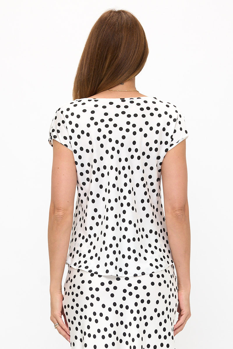 Polka Dot Print Top-Tops-Reneecollection-Small-WHITE/BLACK-Urbanheer